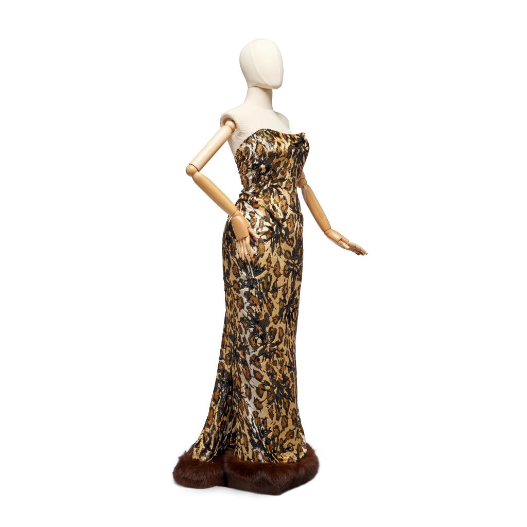 View full screen - View 1 of Lot 64. Devoré Leopard Velvet Evening Gown, 1980s.
