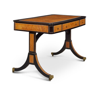 View full screen - View 1 of Lot 517. An Anglo-Indian Regency Ebony and Amboyna Sofa Table, 19th Century.
