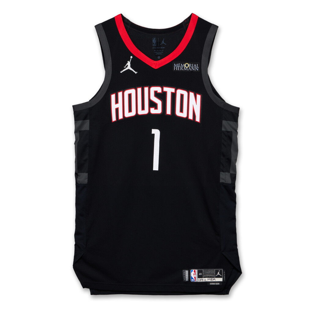 View full screen - View 1 of Lot 189. Amen Thompson Houston Rockets 2024-2025 Game Worn Statement Edition Jersey | Double-Double.