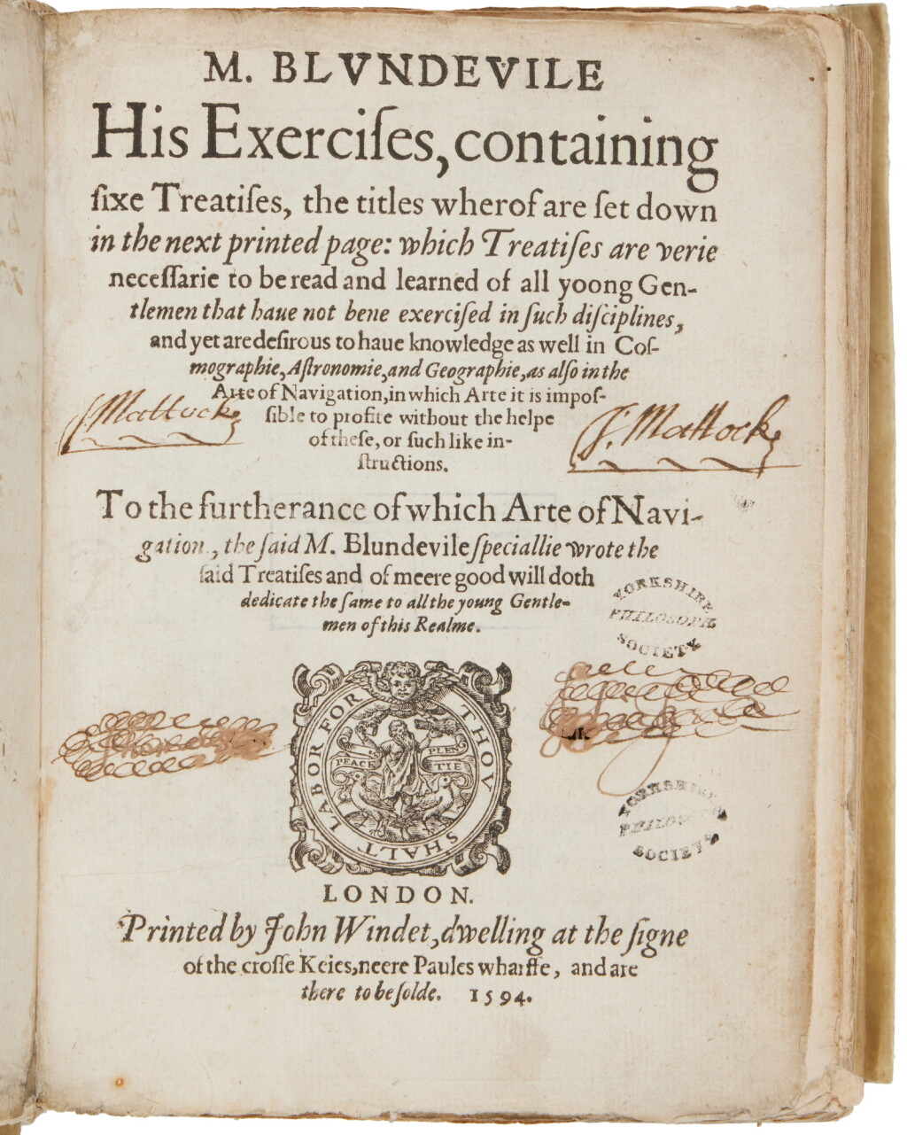 View full screen - View 1 of Lot 37. Blundeville, Thomas | An important book in the history of navigation—the Tomash copy.