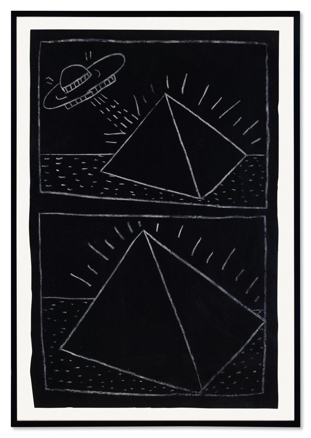 View full screen - View 1 of Lot 309. Untitled (Two Pyramids and Flying Saucer).