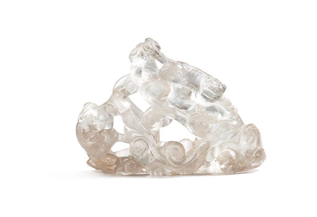 View full screen - View 1 of Lot 671. A rock crystal 'mythical beasts' group, Qing dynasty, 18th century.