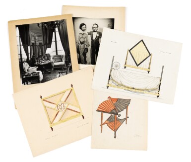 View full screen - View 1 of Lot 47. A drawing by Emilio Terry accompanied by two photographs and two drawings by Emilo Terry's Studio.