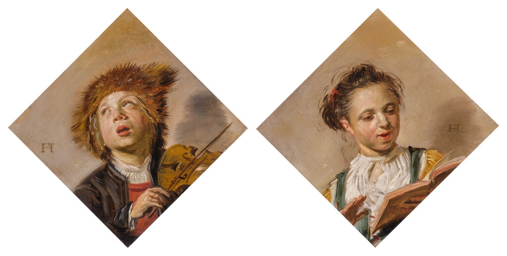 View full screen - View 1 of Lot 14. Boy, Possibly Frans Hals (II), Playing the Violin; Girl, Possibly Sara Hals, Singing.
