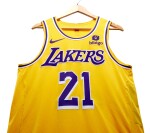Maxwell Lewis ‘Rookie Debut’ Los Angeles Lakers 2023-24 Kia NBA Tip-Off Game Worn Icon Edition Jersey