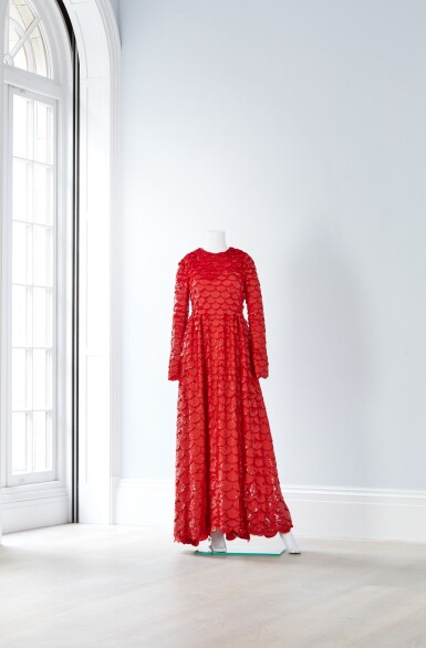 red valentino embroidered tulle dress Valentino Red Embroidered tulle long dress