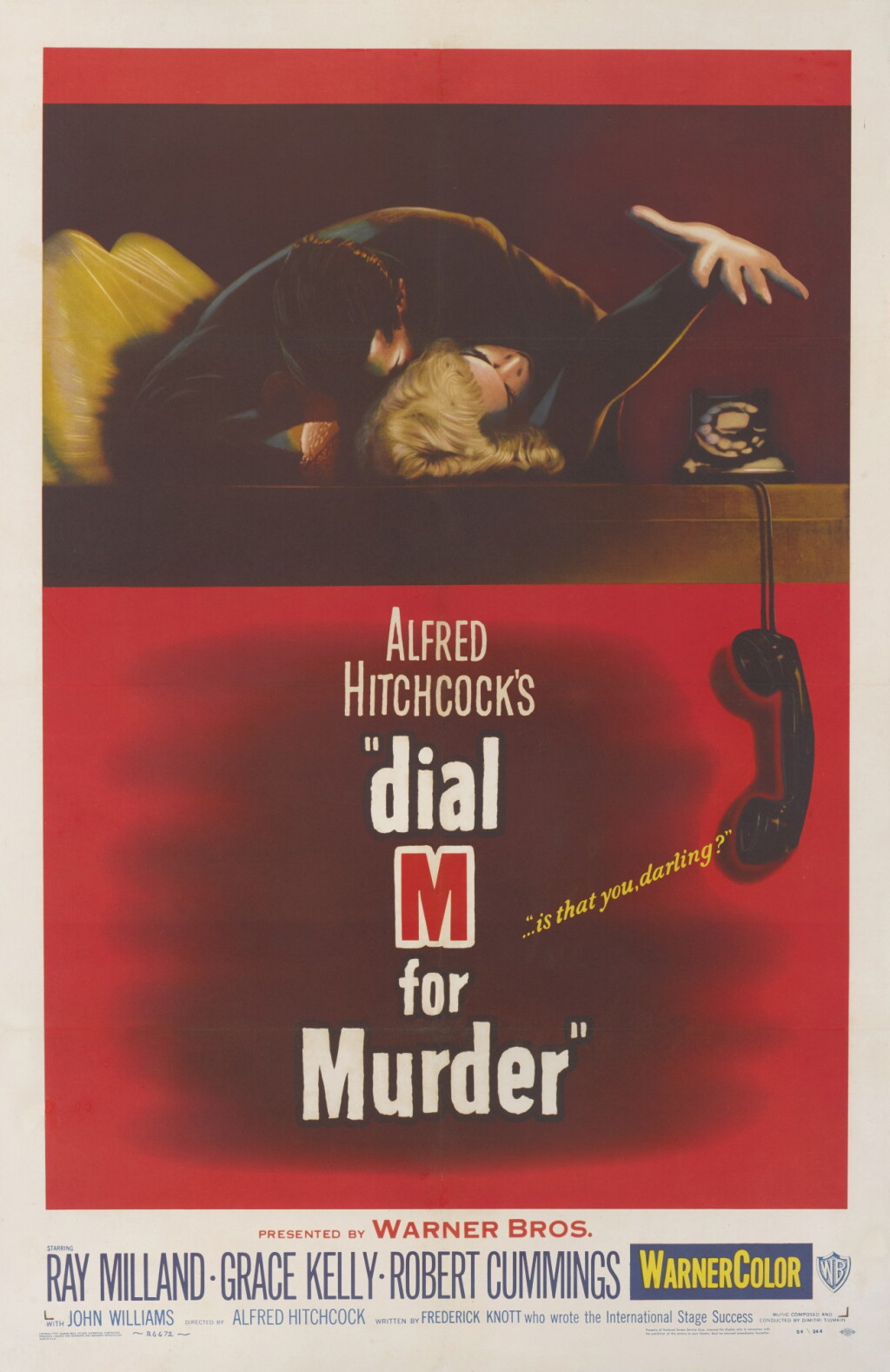 View full screen - View 1 of Lot 74. DIAL M FOR MURDER (1954) POSTER, US.