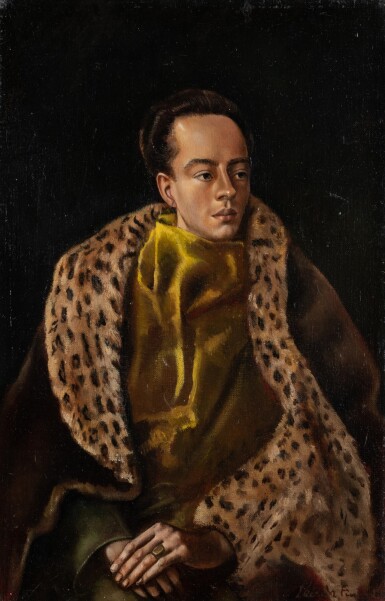 View full screen - View 1 of Lot 244. Portrait d'André Pieyre de Mandiargues au grand col de léopard.