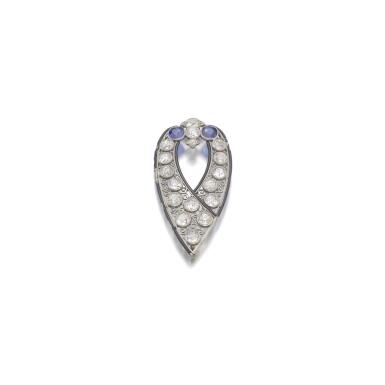 View full screen - View 1 of Lot 177. SAPPHIRE AND DIAMOND BROOCH.