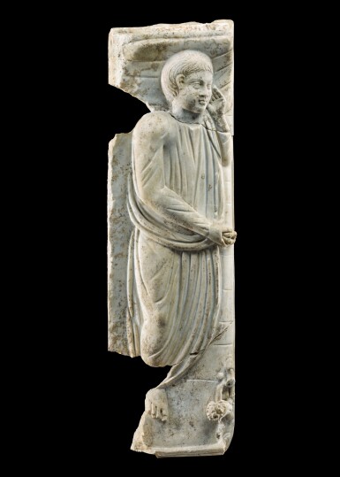 View full screen - View 1 of Lot 23. A Roman Marble Sarcophagus Lid, circa late 3rd Century A.D..