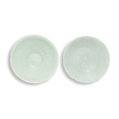 View full screen - View 1 of Lot 335. Two carved Qingbai 'floral' bowls, Southern Song dynasty | 南宋 青白釉刻花卉紋葵口盌一組兩件.