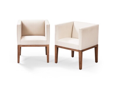 View full screen - View 1 of Lot 1102. Christian Liaigre Suite of four armchairs | Christian Liaigre Suite de quatre fauteuils.