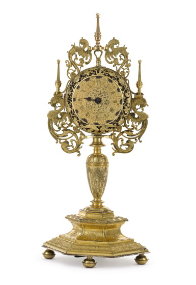 View full screen - View 1 of Lot 90. A renaissance gilt-brass monstrance table clock, German, circa 1600 and later.