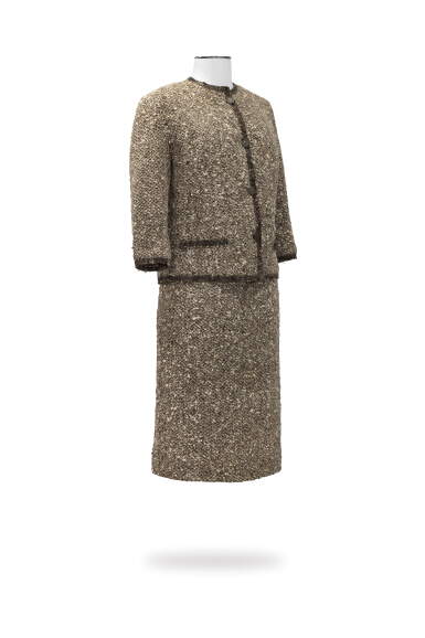 View full screen - View 1 of Lot 82. Torrente, circa 1961, Black and white tweed ensemble | Tailleur en tweed noir et blanc.