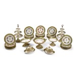 A Paris (Boyer) porcelain green-ground table service, mid-19th century