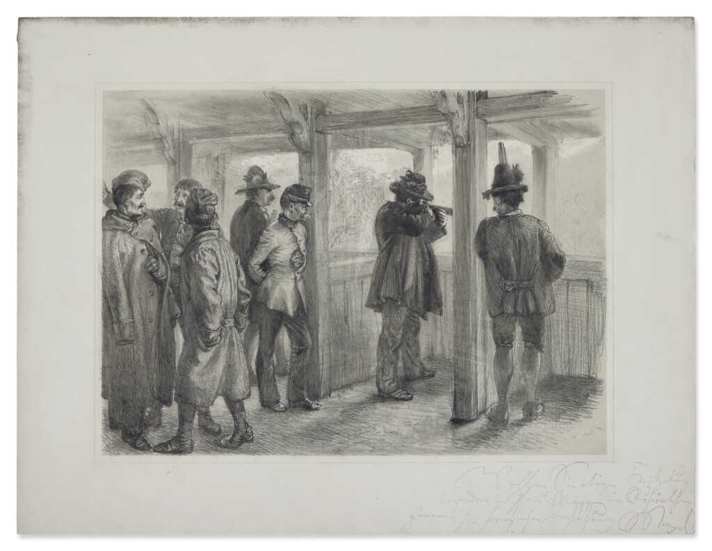 View full screen - View 1 of Lot 41. Men and Soldiers at a Shooting Range.