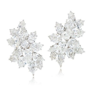 View full screen - View 1 of Lot 191. Pair of diamond ear clips.