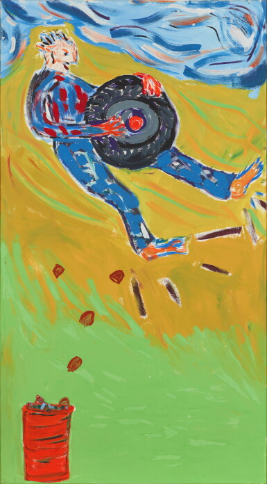 View full screen - View 1 of Lot 112. Ohne Titel (Mann mit Autoreifen) (Untitled (Man with Car Tire)) .