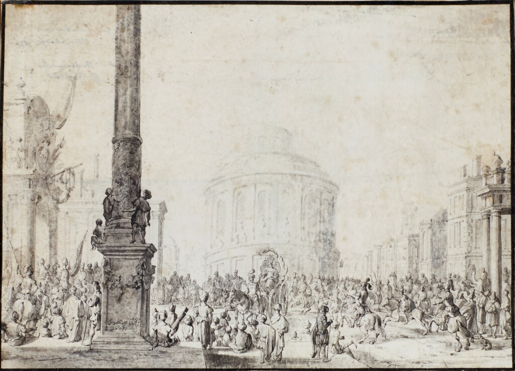View full screen - View 1 of Lot 218. A Procession Before a Circular Temple.