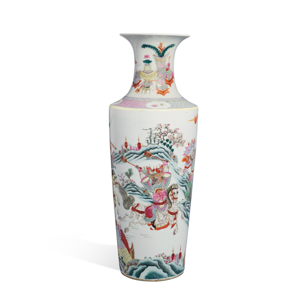 View full screen - View 1 of Lot 1265. A rare and large famille-rose 'Yue Yun' vase, Qing dynasty, 19th century | 清十九世紀 粉彩「岳雲錘震金蟬子」人物故事圖大瓶.