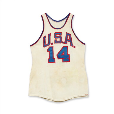 View full screen - View 1 of Lot 115. Oscar Robertson Team USA 1960 Olympic Game Worn Jersey | Rome Olympics | Gold Medal Winning Team.