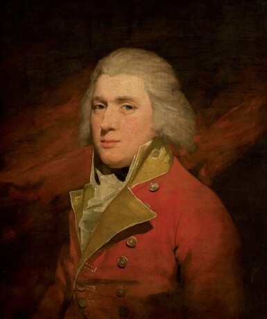 View full screen - View 1 of Lot 81. SIR HENRY RAEBURN, R.A. | Portrait of an officer, half-length, in uniform.