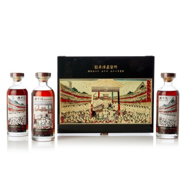 View full screen - View 1 of Lot 7884. 輕井澤 "相撲全景" 系列 Karuizawa Honor Sumo Triple Set (1981/1982/1983) NV (3 BT70).