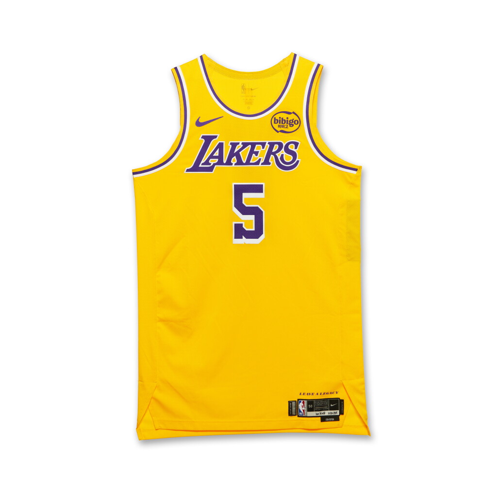 View full screen - View 1 of Lot 77. Deandre Ayton Los Angeles Lakers 2025-2026 NBA Tip-Off Game Worn Icon Edition Jersey | Lakers Debut.