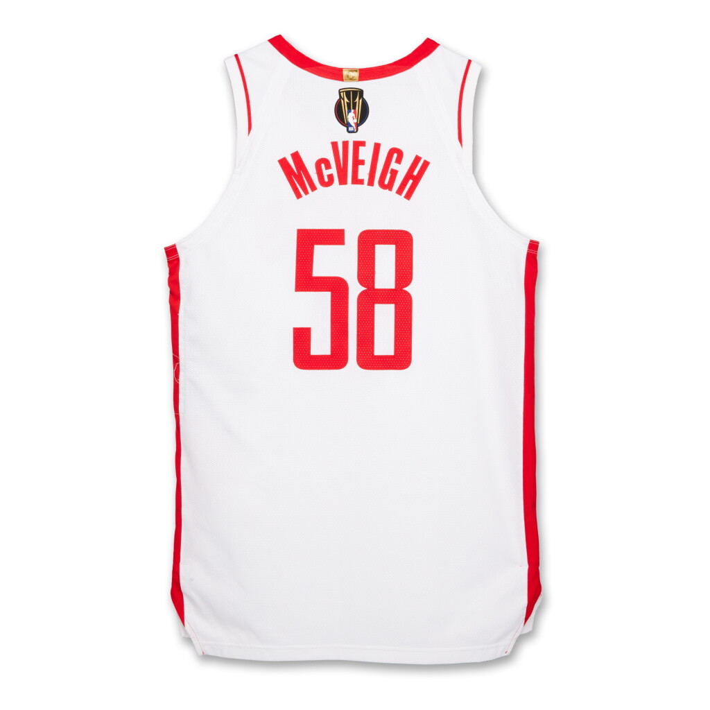 View full screen - View 1 of Lot 244. Jack McVeigh Houston Rockets 2024-25 Emirates NBA Cup Semifinals Game Issued Association Edition Jersey .