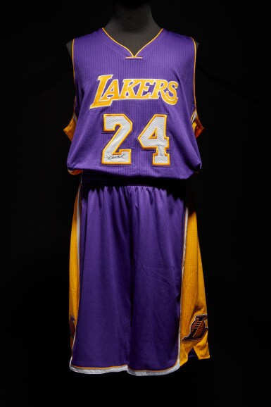 View full screen - View 1 of Lot 15. Kobe Bryant 2014-2015 ‘Left Handed’ Los Angeles Lakers Game Worn Uniform.