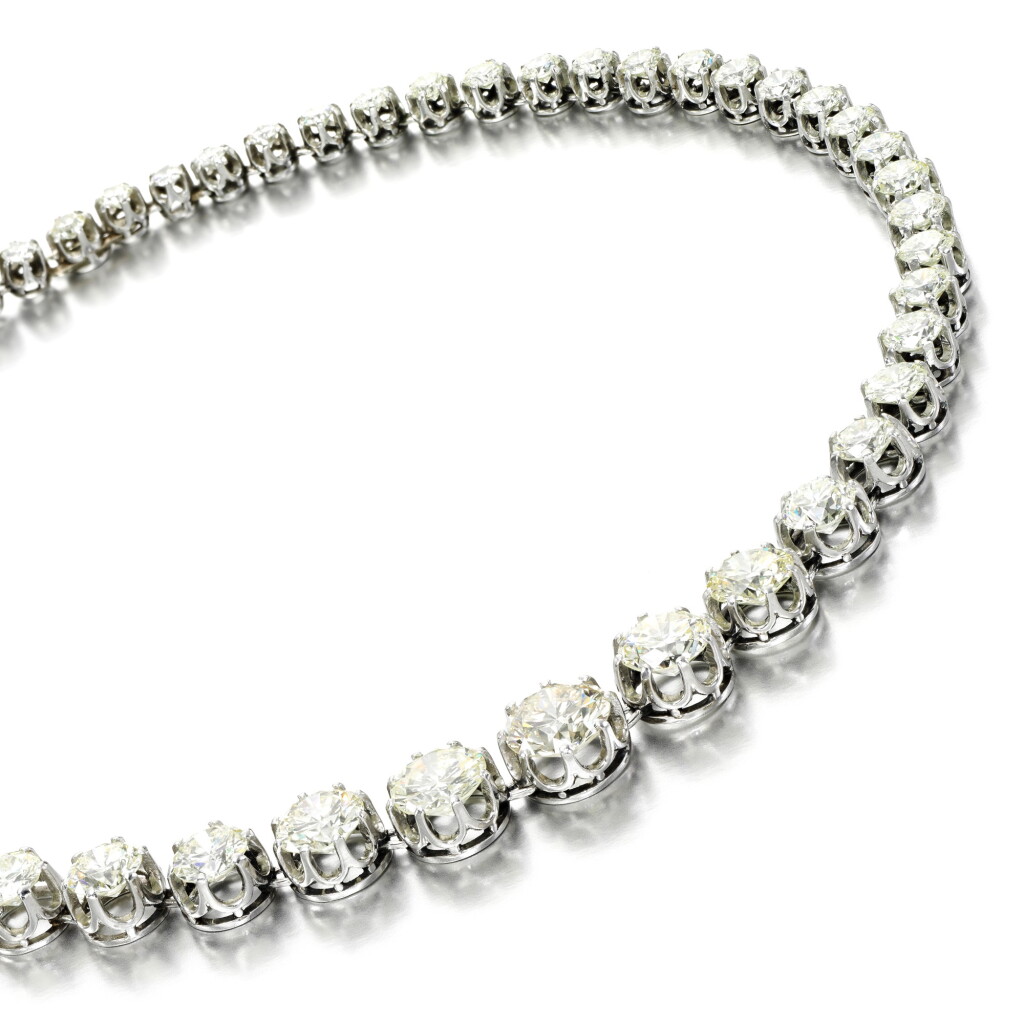 View full screen - View 1 of Lot 22. Diamond line necklace.