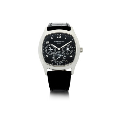 View full screen - View 1 of Lot 162. REFERENCE 5940G-010 A FINE WHITE GOLD CUSHION FORM AUTOMATIC PERPETUAL CALENDAR WRISTWATCH WITH MOON PHASES, CIRCA 2018.