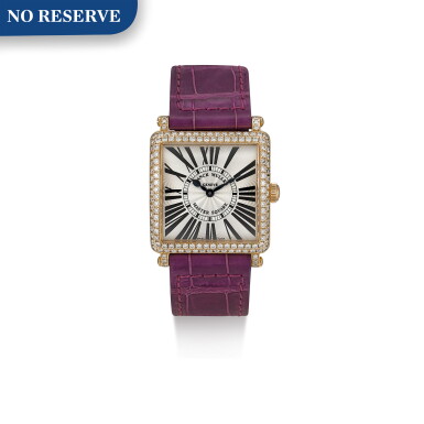 View full screen - View 1 of Lot 8140. FRANCK MULLER | MASTER SQUARE, REFERENCE 6002 L QZ D A PINK GOLD AND DIAMOND-SET WRISTWATCH, CIRCA 2009.