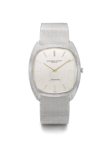 View full screen - View 1 of Lot 182. AUDEMARS PIGUET | A WHITE GOLD AUTOMATIC BRACELET WATCH CIRCA 1980.