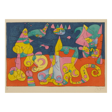View full screen - View 1 of Lot 122. JOAN MIRÓ | SUITES POUR UBU ROI: PLATE IV (M. 395; SEE C. BKS. 108).
