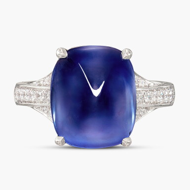 View full screen - View 1 of Lot 1659. Sapphire and Diamond Ring | 9.51克拉 天然「 緬甸」未經加熱 藍寶石 配 鑽石 戒指.