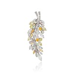 Colored Diamond and Diamond Clip-Brooch