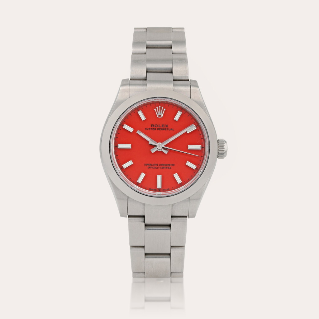 View full screen - View 1 of Lot 426. Oyster perpetual 'coral red', reference 277200 Montre bracelet en acier avec date | Stainless steel wristwatch with date and bracelet Vers 2020 | Circa 2020.