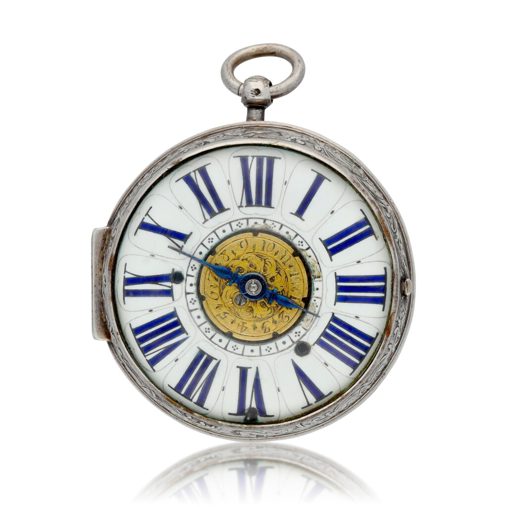 View full screen - View 1 of Lot 137. A silver oignon verge watch with alarm Circa 1700.