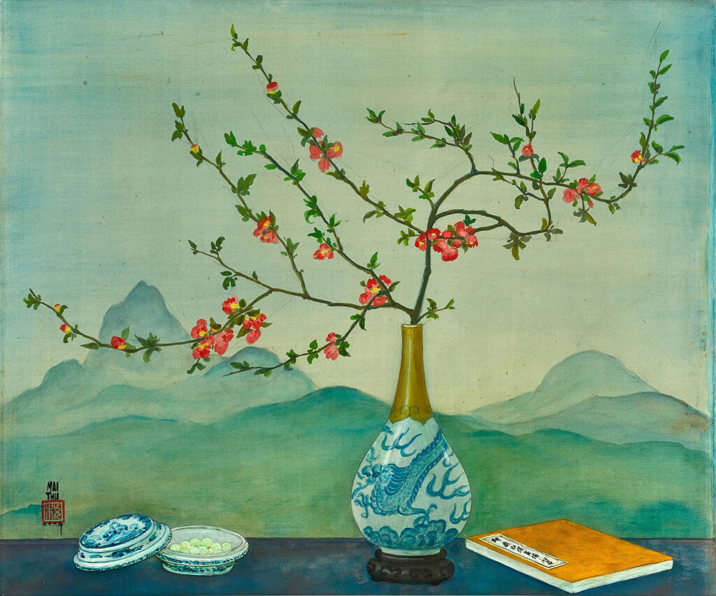 View full screen - View 1 of Lot 773. Mai Trung Thu 梅忠恕 | Fleurs de pommier japonais 日本百合花.