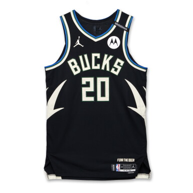View full screen - View 1 of Lot 107. A.J. Green Milwaukee Bucks 2025 NBA Playoffs Eastern Conference Round 1 Game Worn Statement Edition Jersey | Game 1 .