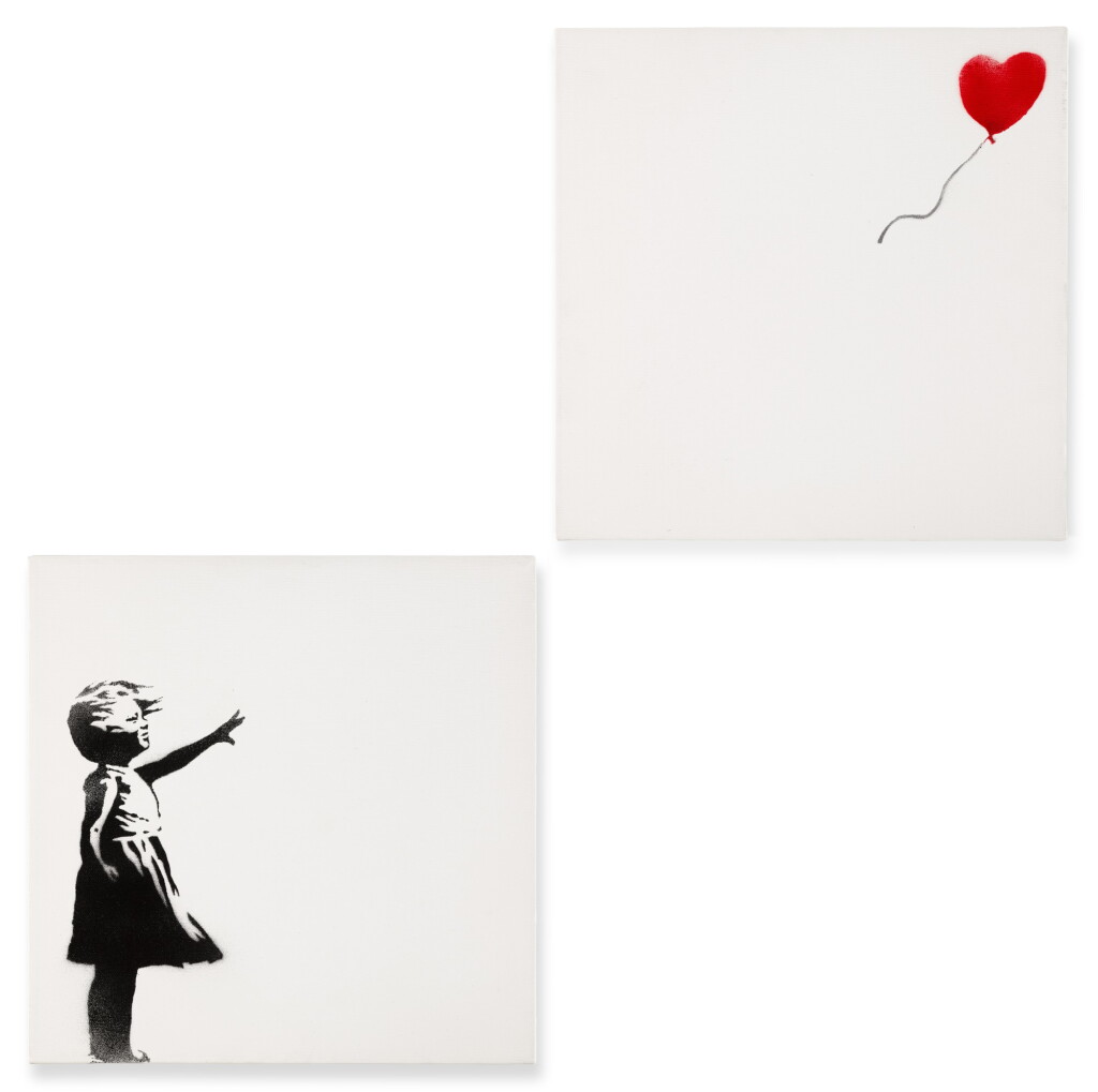 View full screen - View 1 of Lot 8. Girl with Balloon Diptych.