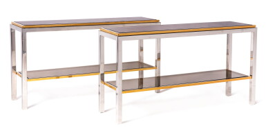 View full screen - View 1 of Lot 68. WILLY RIZZO | PAIR OF "FLAMINIA" CONSOLES.