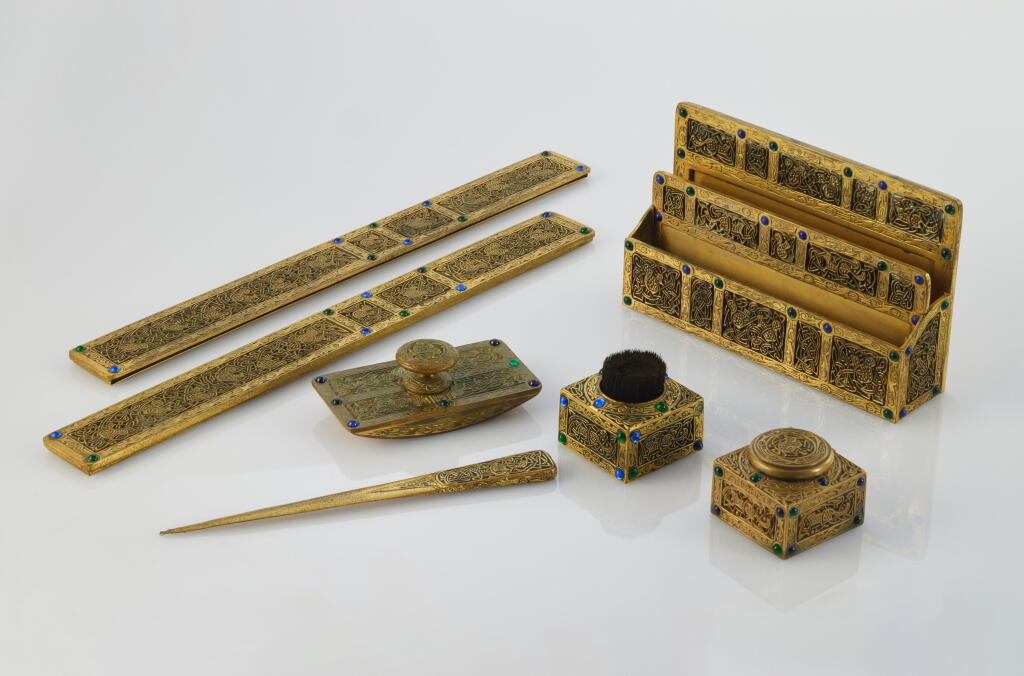 View full screen - View 1 of Lot 326. Seven-Piece "Ninth Century" Desk Set.