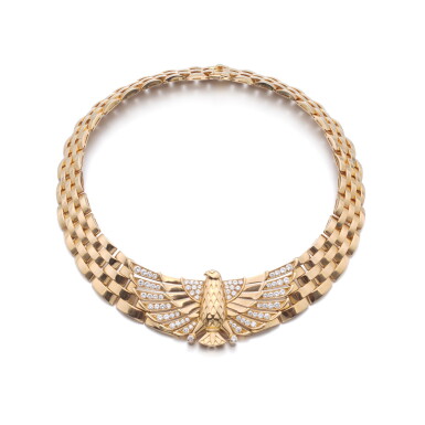 View full screen - View 1 of Lot 703. Gold and diamond necklace, 'America'.