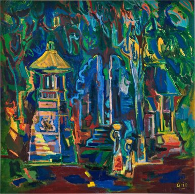 View full screen - View 1 of Lot 711. Arie Smit 阿瑞·史密特 | Temple scene in Bali 巴厘島寺廟.