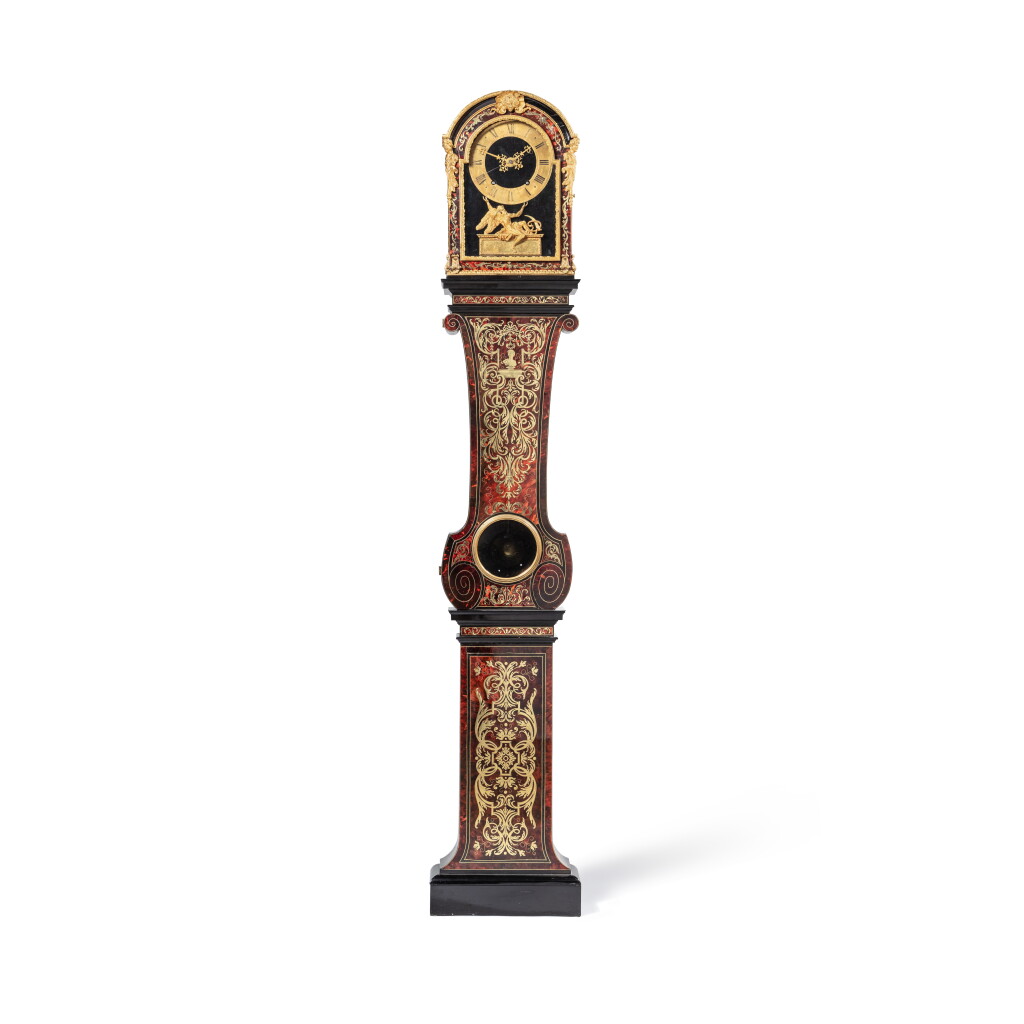 View full screen - View 1 of Lot 72. A Louis XIV gilt-bronze mounted turtleshell and brass boulle marquetry, ebony and blackened pearwood “régulateur de parquet”, attributed to André-Charles Boulle, Claude Raillard, Paris, circa 1675.