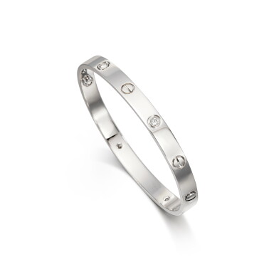 View full screen - View 1 of Lot 615. Cartier | 'Love' Gold and Diamond Bangle | 卡地亞 | 'Love' K金 配 鑽石 手鐲.