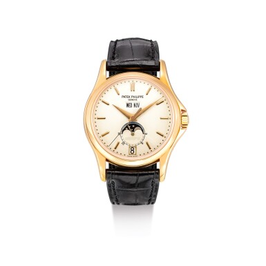 View full screen - View 1 of Lot 2038. PATEK PHILIPPE | REFERENCE 5125, A LIMITED EDITION PINK GOLD ANNUAL CALENDAR WRISTWATCH WITH MOON PHASES, RETAILED BY WEMPE, CIRCA 2003 | 百達翡麗 | "型號5125 限量版粉紅金年曆腕錶,備月相顯示,由Wempe發行,機芯編號3360206,錶殼編號4213664及56/125,約2003年製".