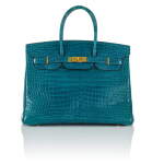Cobalt Birkin 35cm in Porosus Crocodile with Gold Hardware, 2013